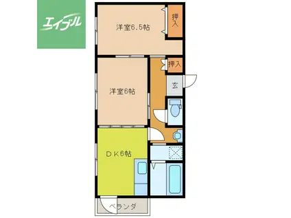 西村ビル(2DK/2階)の間取り写真