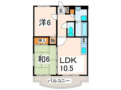 ウイング壱番館(2LDK/1階)の間取り写真