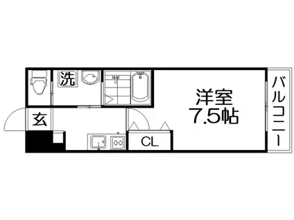 リアコート枚方御殿山サウス(1K/3階)の間取り写真