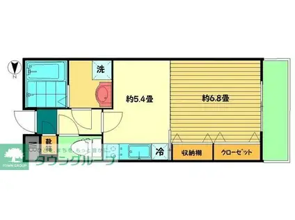 MALULANI成城(1DK/1階)の間取り写真