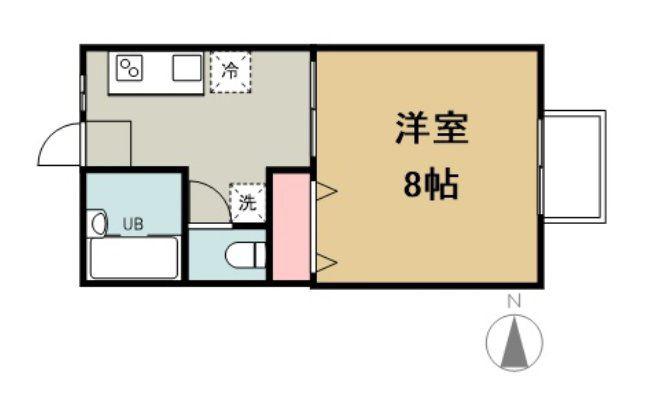 植木ハイツⅢ(1K/1階)の間取り写真