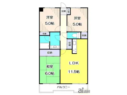 ヴェルドミール(3LDK/1階)の間取り写真