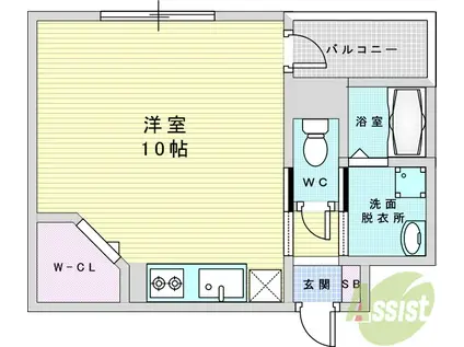 ARATA姫里I(ワンルーム/2階)の間取り写真