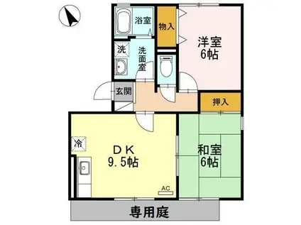 メルべーユ前田II(2DK/1階)の間取り写真