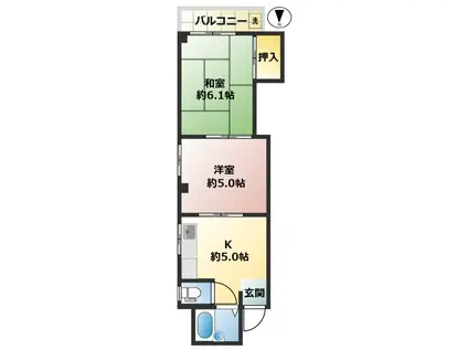 ハイムサカイ(2K/2階)の間取り写真