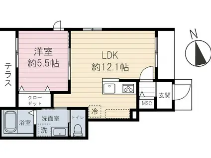 アーバンドエル駒込(1LDK/1階)の間取り写真