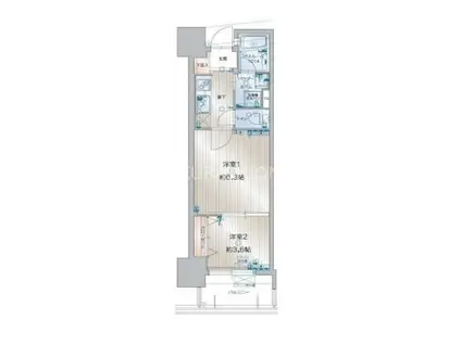 アクタス博多駅東IIスクエア(2K/3階)の間取り写真