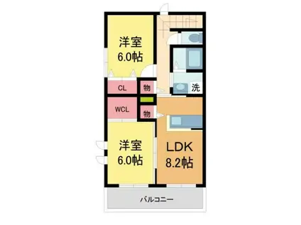 ダンデライオンI(2LDK/2階)の間取り写真