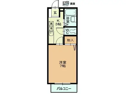 カンパーニュ出屋敷II(1K/1階)の間取り写真