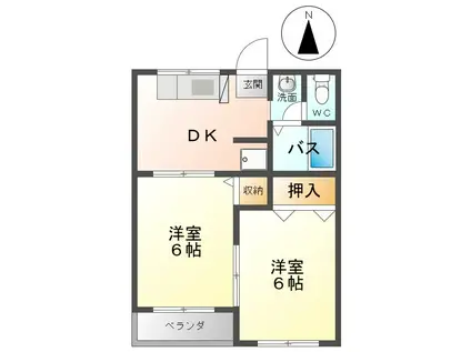 ハイツ保野(2DK/2階)の間取り写真