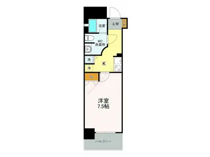 ジェイシティ八丁堀(1K/3階)の間取り写真