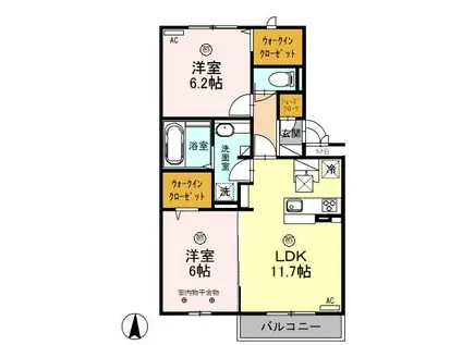 ロイジェントパークス レイクタウン III M(2LDK/1階)の間取り写真