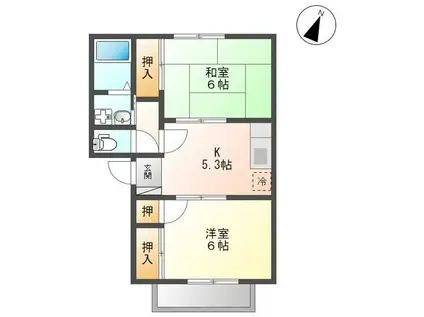 ハイツクレールII(2K/1階)の間取り写真