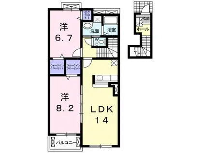 サンリットタウンA(2LDK/2階)の間取り写真