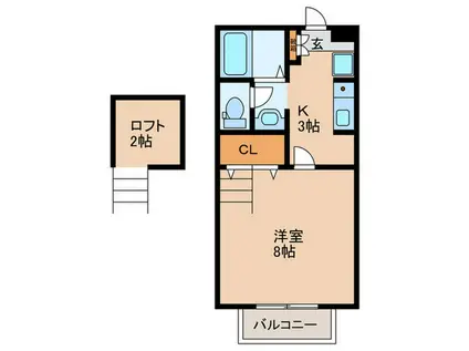 セジュールアミ(1K/2階)の間取り写真