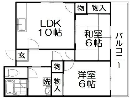 クレール星田(2LDK/3階)の間取り写真