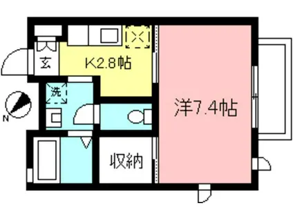 ポレール(1K/2階)の間取り写真