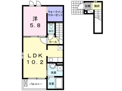 サンレミロジェ 1037(1LDK/2階)の間取り写真