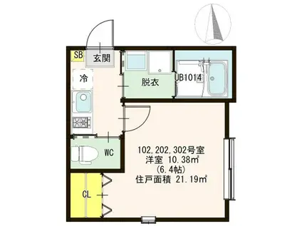 マンションMANA(1K/3階)の間取り写真