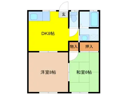 メゾン古城C(2DK/1階)の間取り写真
