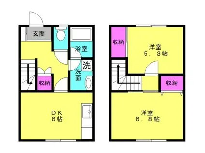 ディアマンテ弐番館(2DK/1階)の間取り写真
