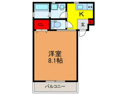 八雲東町(1K/1階)の間取り写真