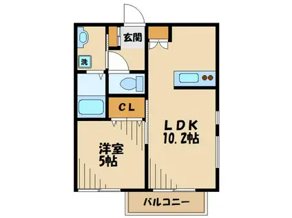 クレステッド・アイビス(1LDK/3階)の間取り写真