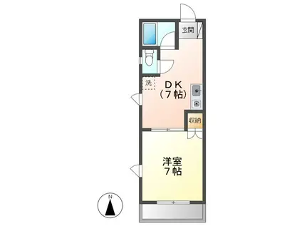 グレンコートII(1DK/2階)の間取り写真