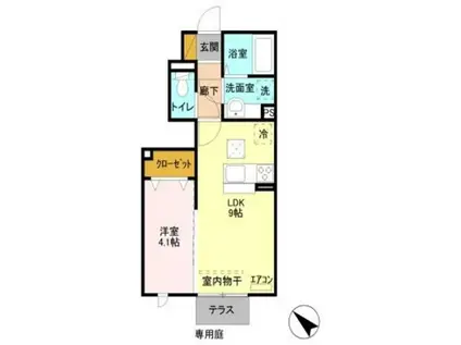 グレイスコート(1LDK/1階)の間取り写真