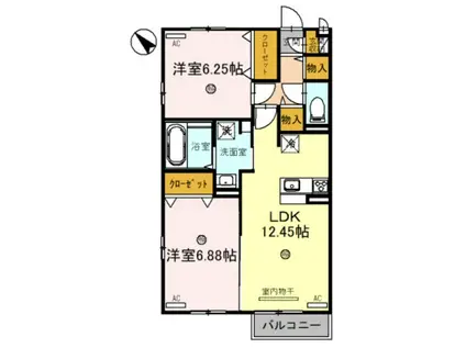 CLAIR GARDEN(2LDK/1階)の間取り写真