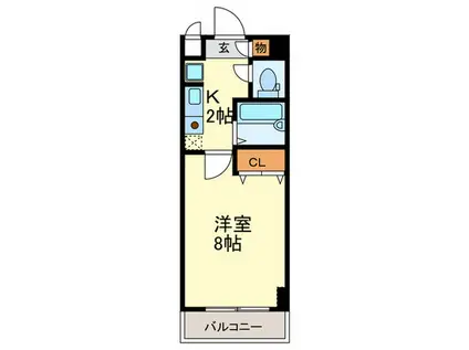 コスモコート(1K/6階)の間取り写真