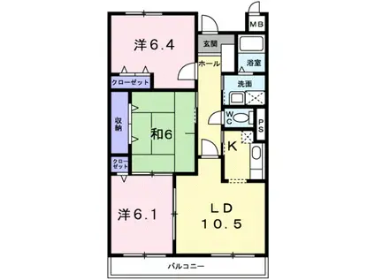 フローラル・ヴィラ条南(3LDK/2階)の間取り写真