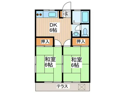 リバーハイツ(2DK/1階)の間取り写真