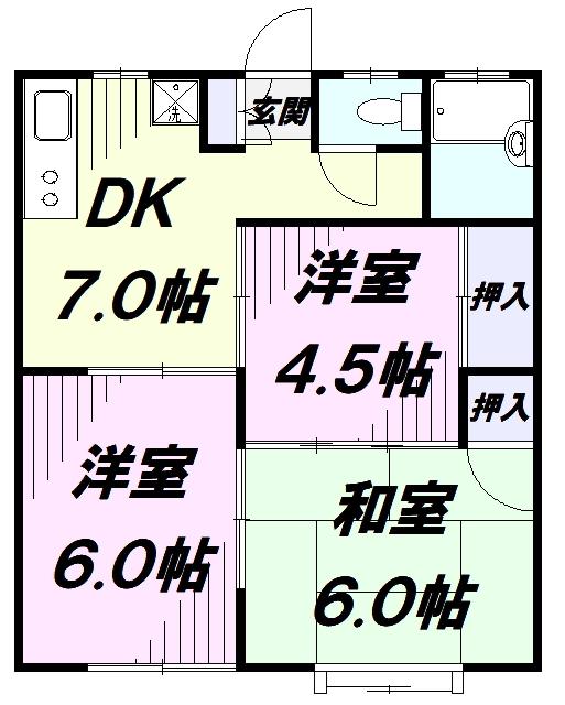 リバティハイツ(3DK/1階)の間取り写真