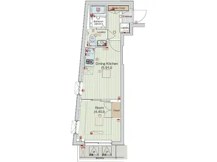 セリュークス田園調布南(1DK/3階)の間取り写真