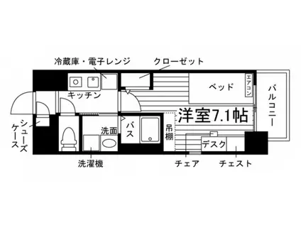 学生会館 UNI EMEAL 三重江戸橋(1K/6階)の間取り写真
