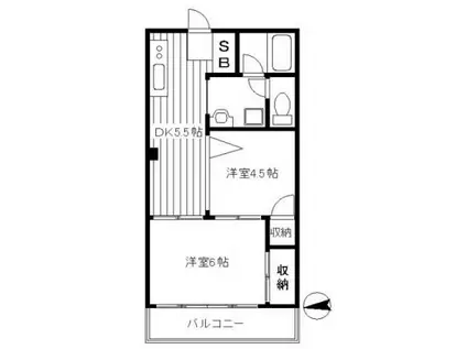 メゾンブランシュ(2DK/2階)の間取り写真