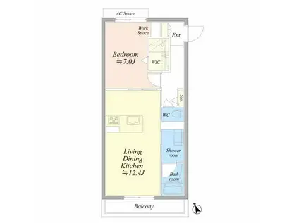 シーエス川原通(1LDK/3階)の間取り写真