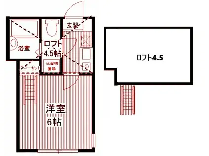 トリニティコート(1K/2階)の間取り写真
