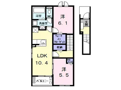 ノーブルスクエア(2LDK/2階)の間取り写真