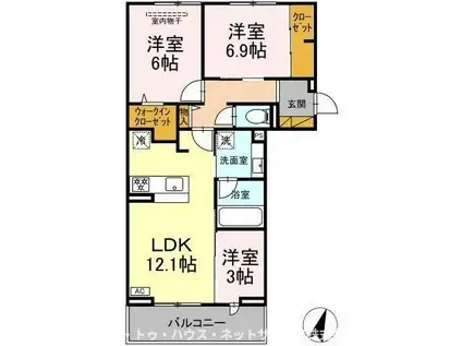 リシェスみのり台 B棟(3LDK/2階)の間取り写真