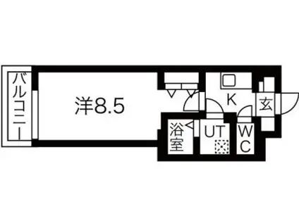ルネサンスコート祐天寺(1K/3階)の間取り写真
