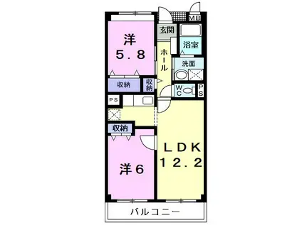 グランピア(2LDK/2階)の間取り写真