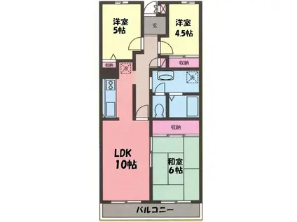 アンリベールII(3LDK/4階)の間取り写真