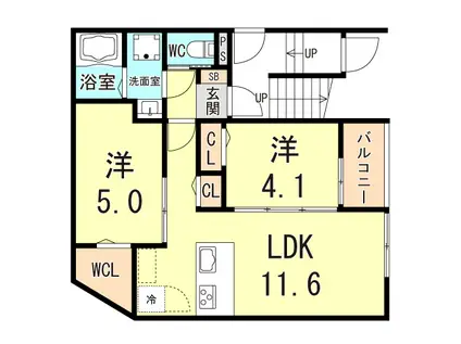 C-GRID山下町(2LDK/1階)の間取り写真