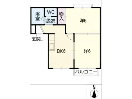 ビラ村里(2DK/2階)の間取り写真