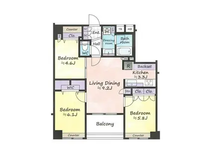 レゾンブリエ新中野(3LDK/3階)の間取り写真
