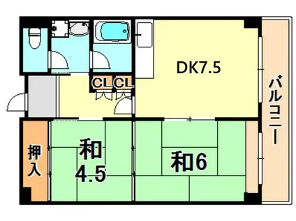 ドルミハイツ垂水A棟(2DK/11階)の間取り写真