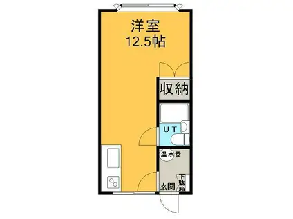 秋山ハイツ2(ワンルーム/1階)の間取り写真