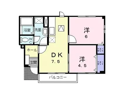 ラミ・シェルA(2DK/1階)の間取り写真